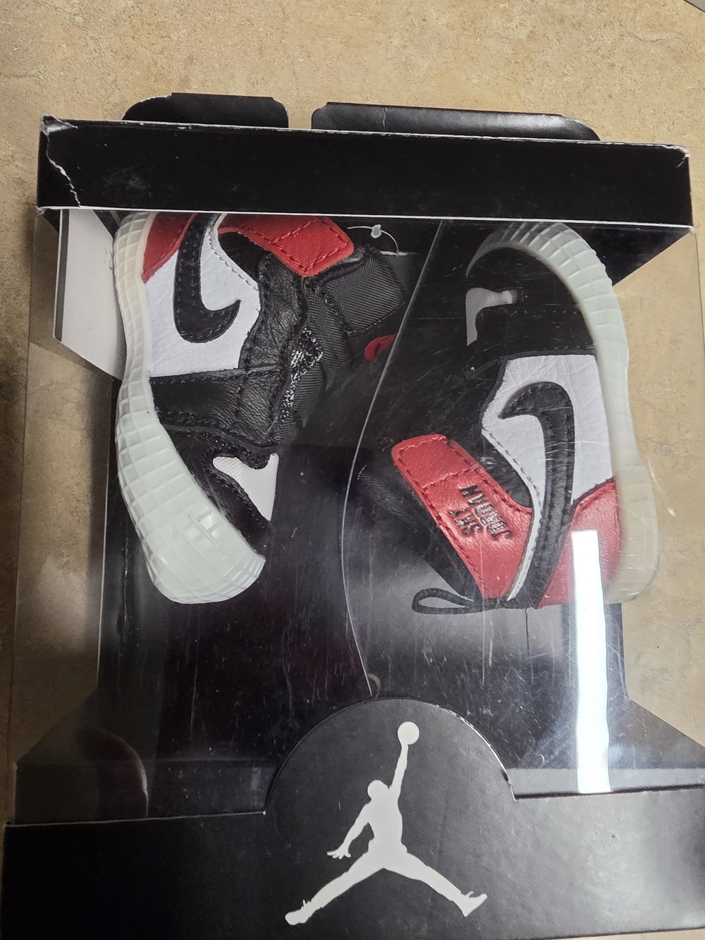 Jordan 1 Crib Bootie Black, White & Red High-Top Sneakers